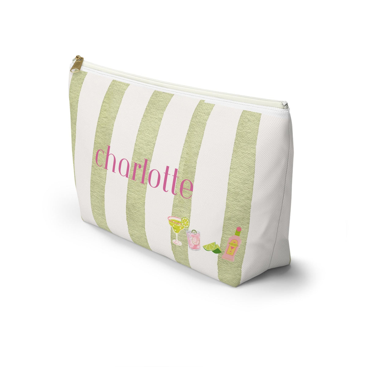 Personalized Accessory Pouch | Striped Margarita Cosmetic Bag | Margs & Matrimony themed gift bag
