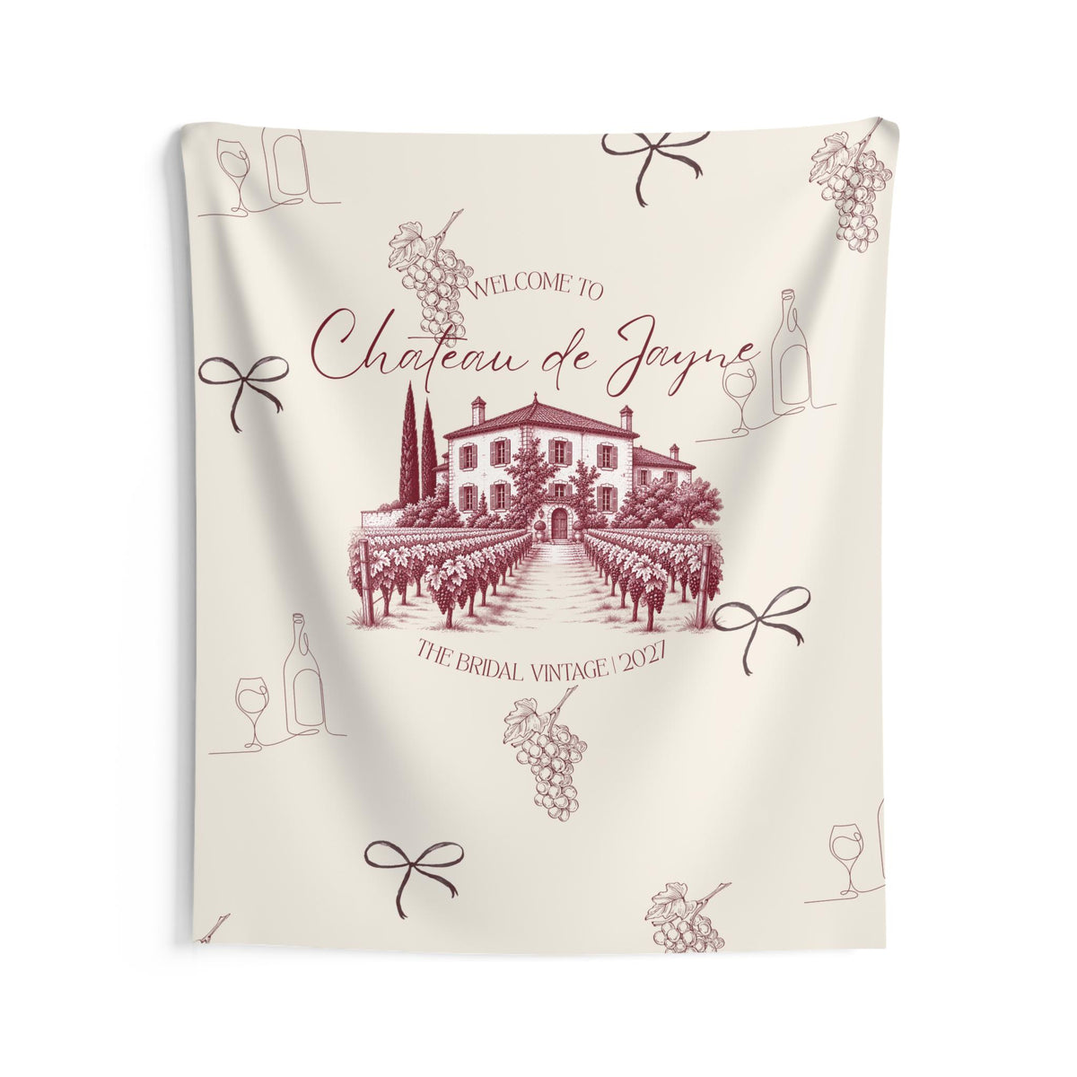 Vino before Vows Bachelorette Welcome Banner | Personalized Decor, Chateau de [Last Name]