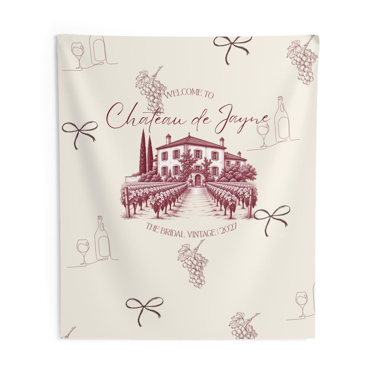 Vino before Vows Bachelorette Welcome Banner | Personalized Decor, Chateau de [Last Name]