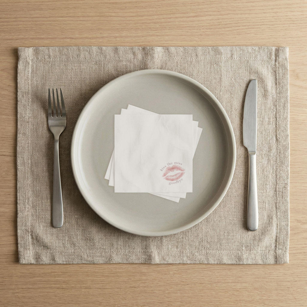 Kiss the Miss Goodbye Cocktail Napkins | Bachelorette, Bridal Shower Party Napkins