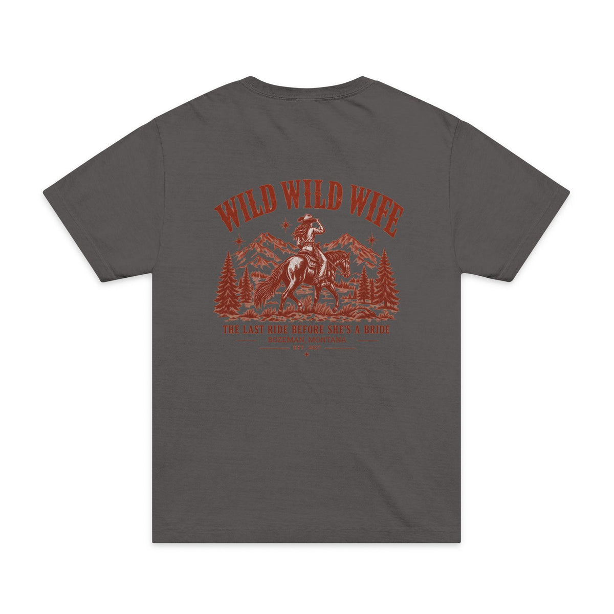 Wild Wife Western Bachelorette T-Shirt | Western horseshoe graphic and Horse rider