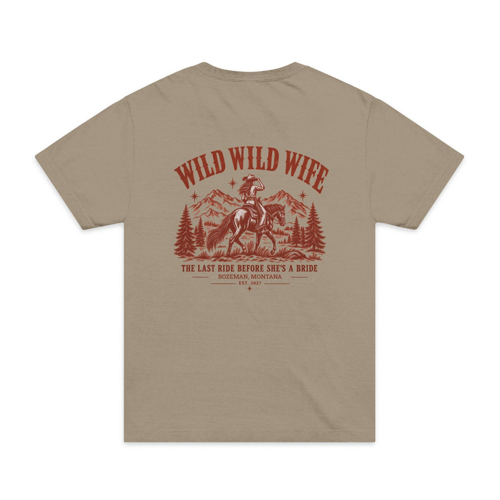 Wild Wife Western Bachelorette T-Shirt | Western horseshoe graphic and Horse rider