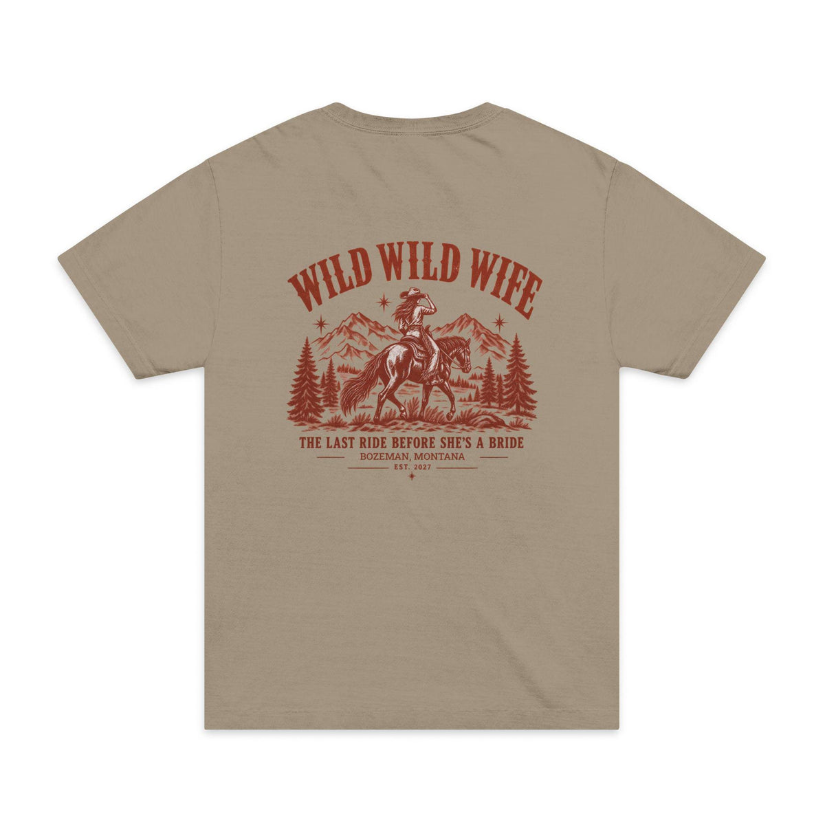 Wild Wife Western Bachelorette T-Shirt | Western horseshoe graphic and Horse rider