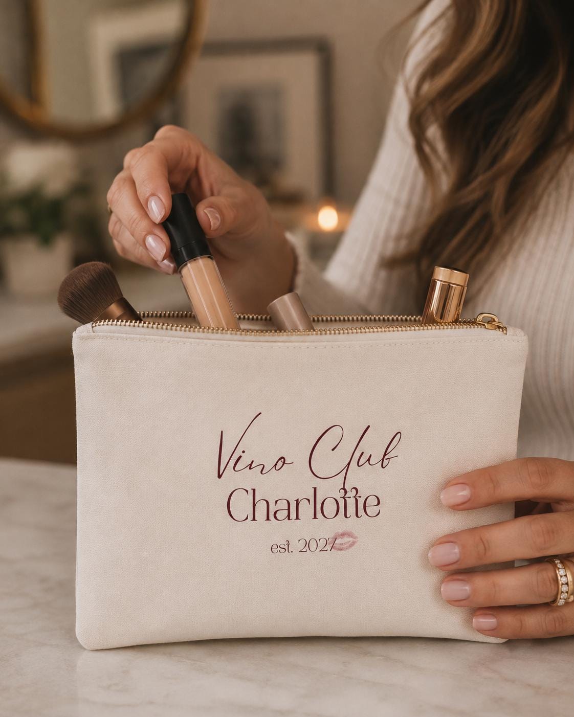 Vino Club Personalized Cosmetic Bag | Bridesmaid, Bridal Party Gift