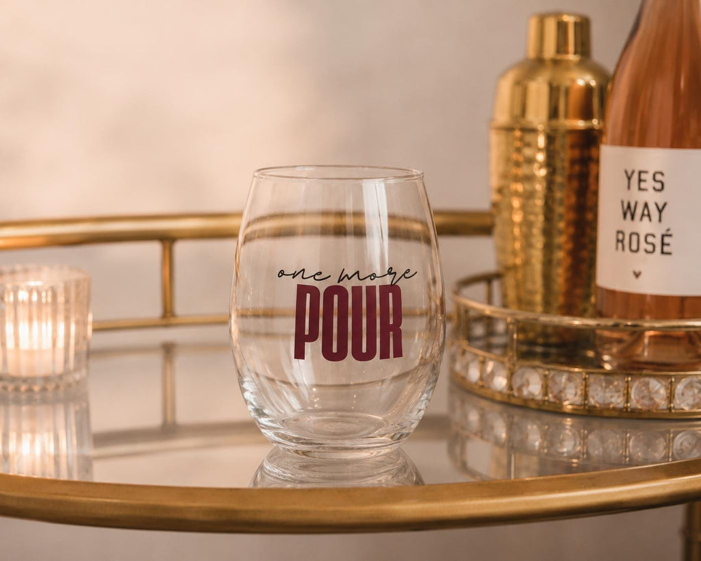 One More Pour Stemless wine glass for wine lovers