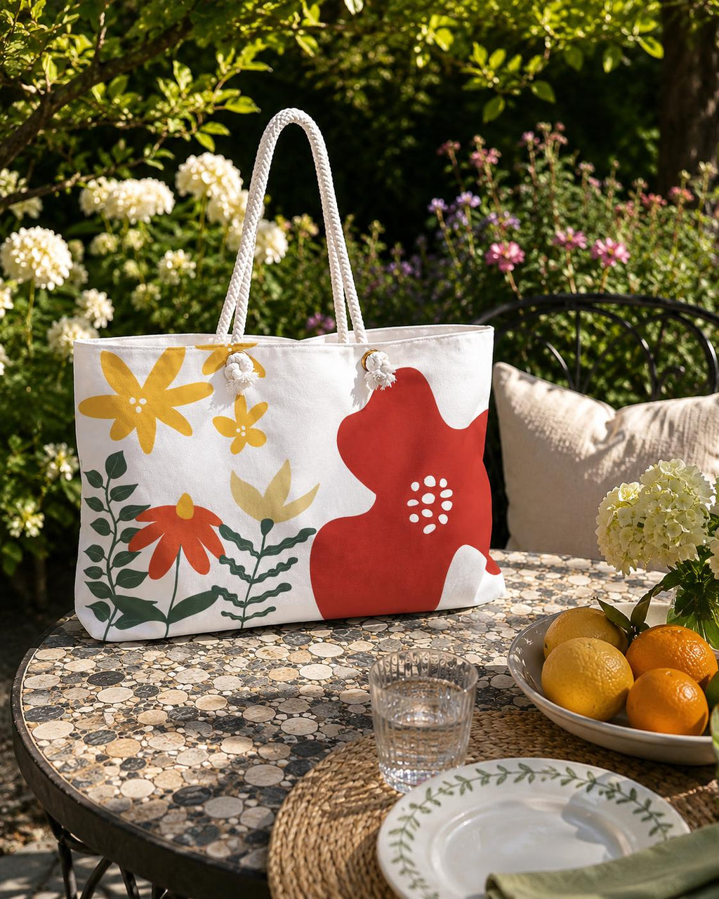 Bold Floral Weekender Bag | Abstract Flower Tote, Summer Beach Bag