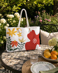 Bold Floral Weekender Bag | Abstract Flower Tote, Summer Beach Bag