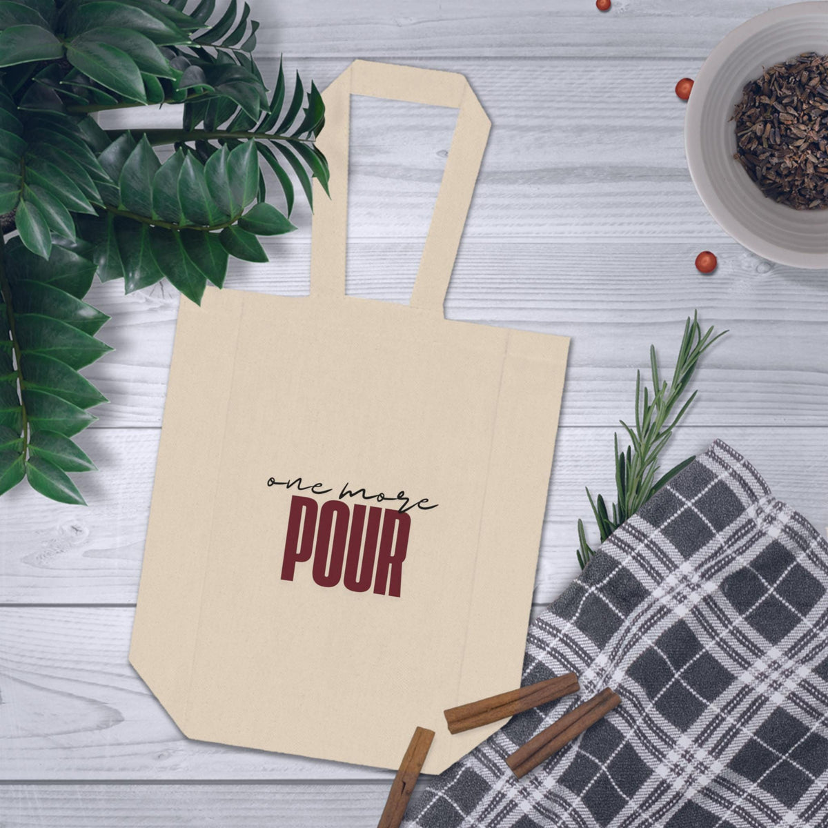 One More Pour Double Wine Tote | Heavy Cotton Canvas Bag