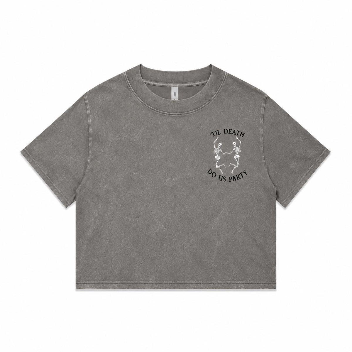 Til Death Do Us Party Crop Top | Campfire Daisies Crop Tee | Women's Stone Wash Graphic T-Shirt
