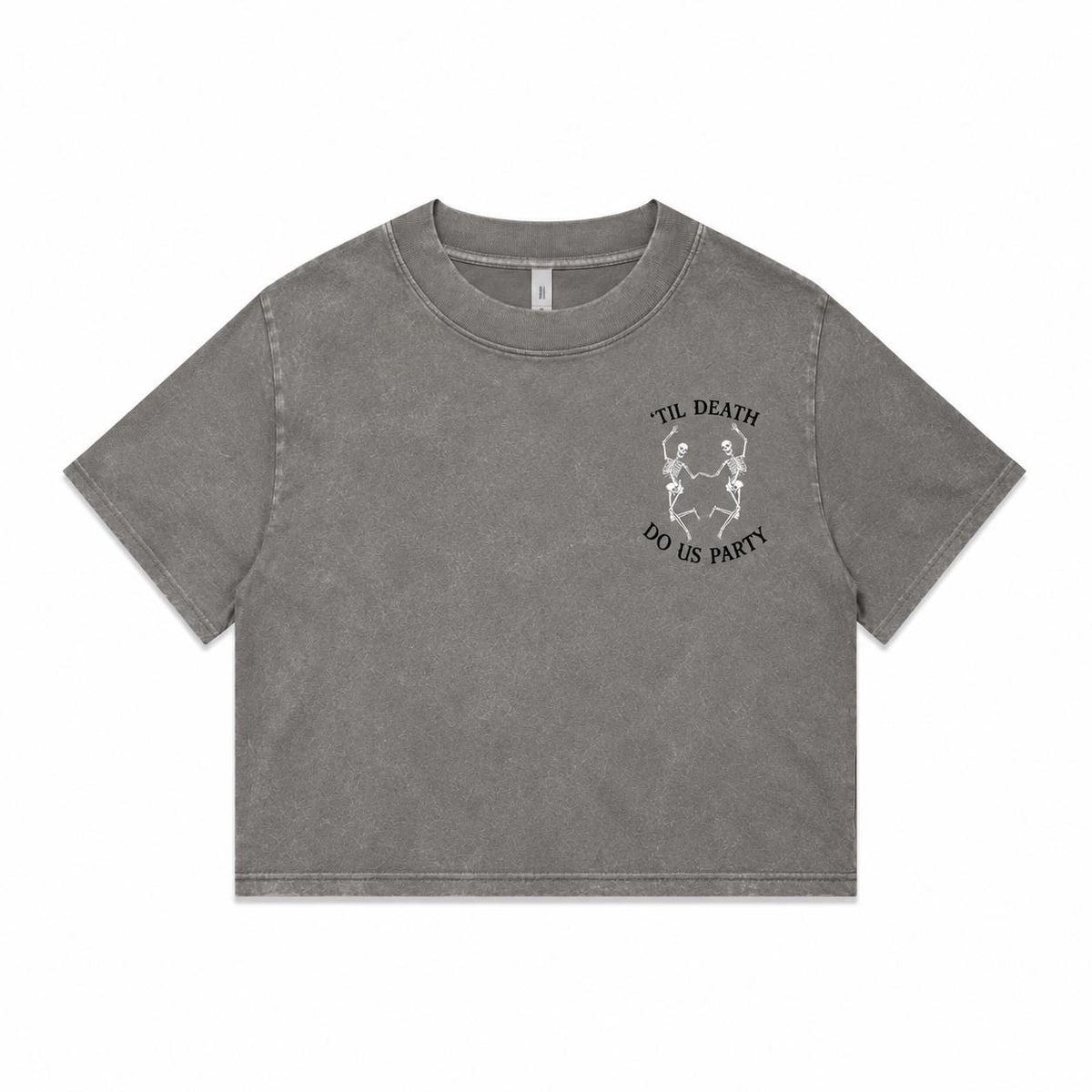 Til Death Do Us Party Crop Top | Campfire Daisies Crop Tee | Women's Stone Wash Graphic T-Shirt