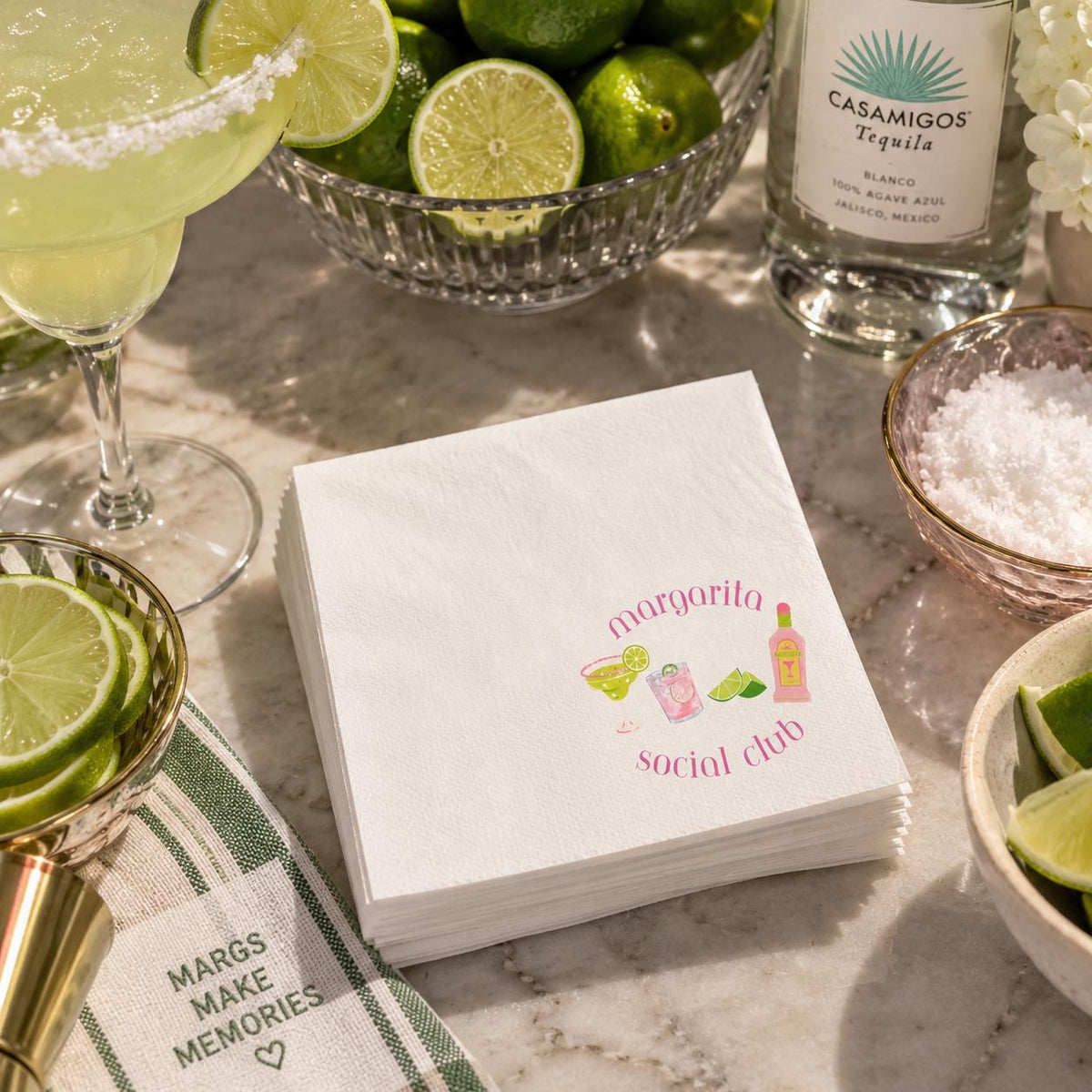 Margarita Social Club Cocktail Napkins | Margs & Matrimony Cocktail Lime Illustration