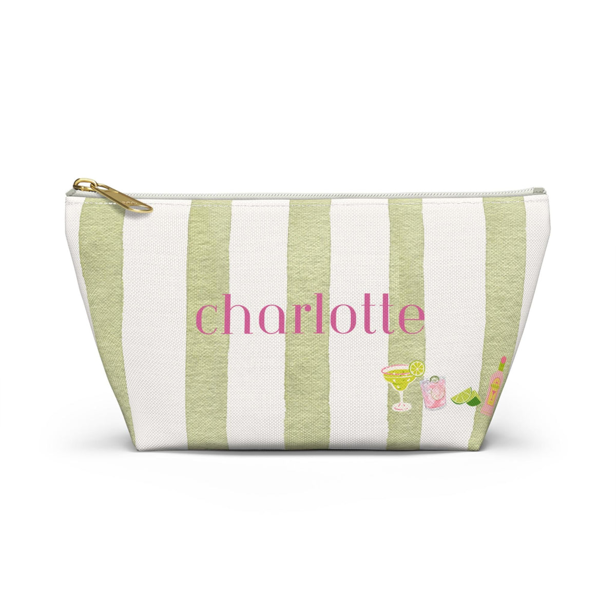 Personalized Accessory Pouch | Striped Margarita Cosmetic Bag | Margs & Matrimony themed gift bag