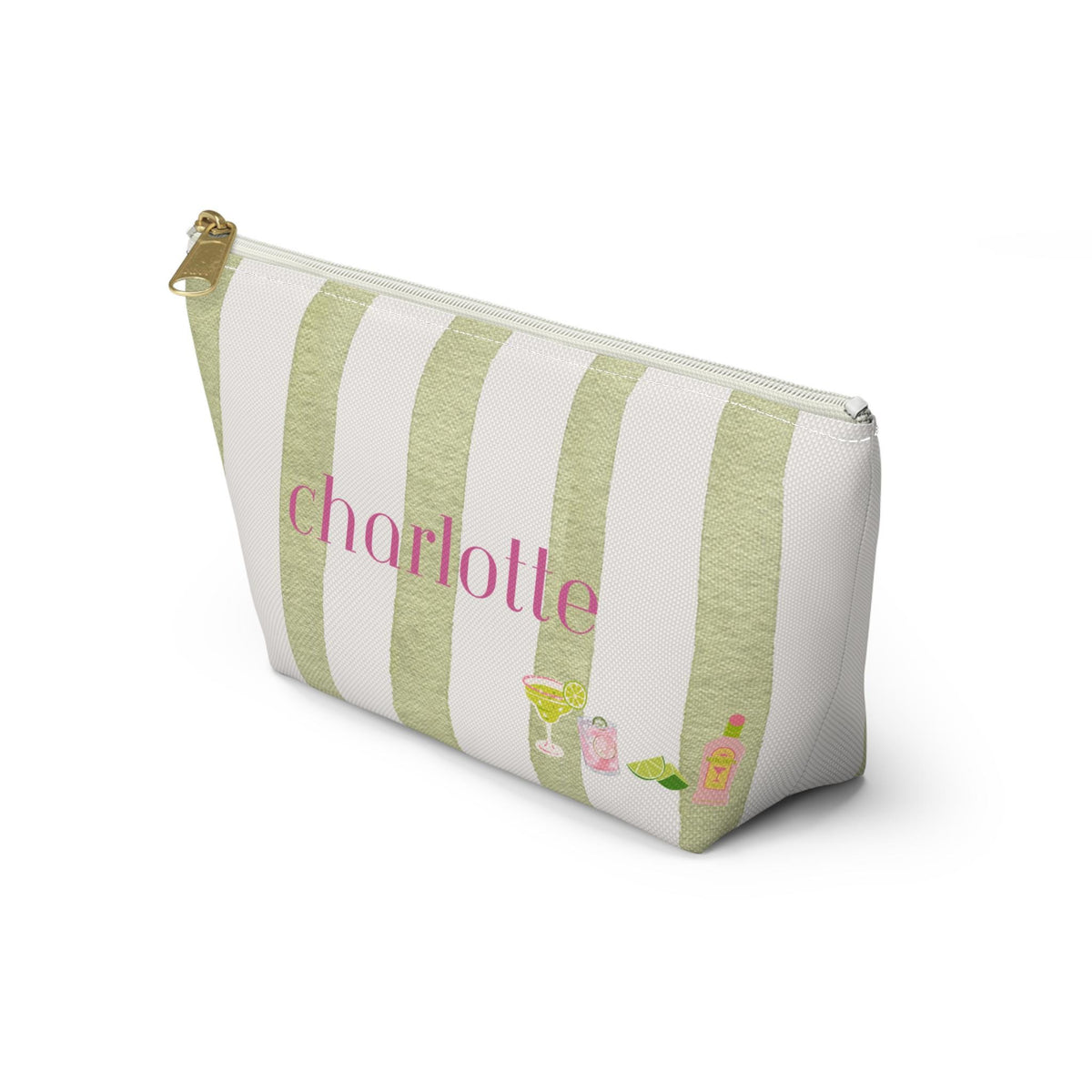 Personalized Accessory Pouch | Striped Margarita Cosmetic Bag | Margs & Matrimony themed gift bag