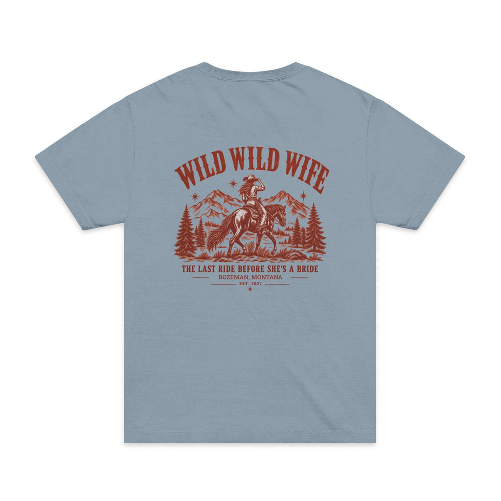 Wild Wife Western Bachelorette T-Shirt | Western horseshoe graphic and Horse rider