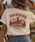 Wild Wife Western Bachelorette T-Shirt | Western horseshoe graphic and Horse rider