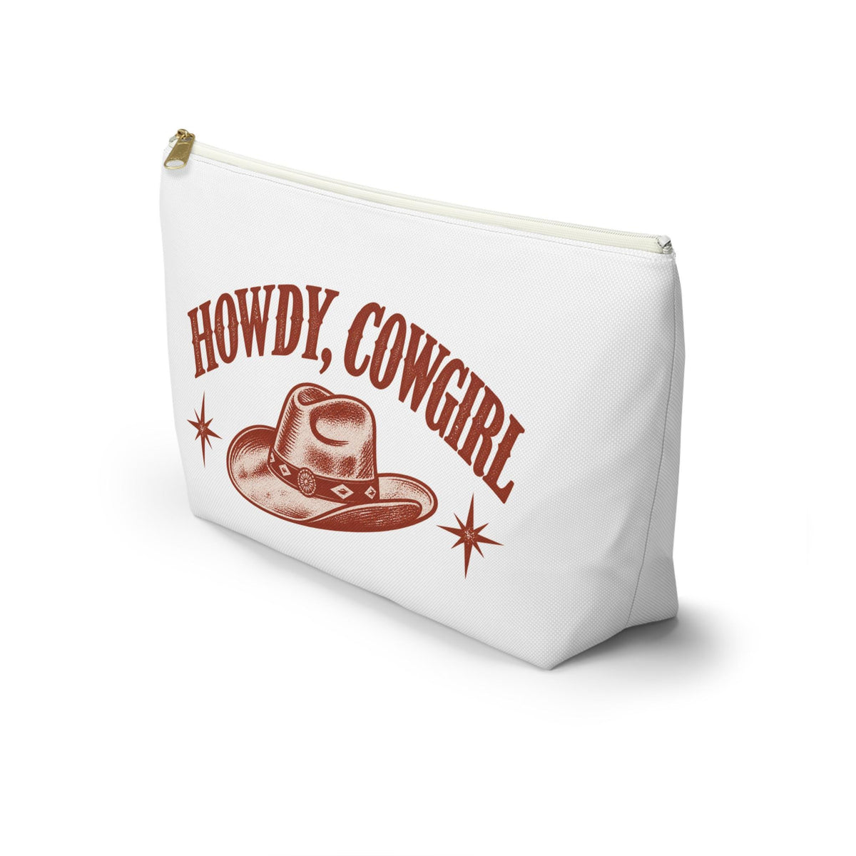Howdy Cowgirl Accessory Pouch | Cowboy Hat Illustration | Front & Back Print